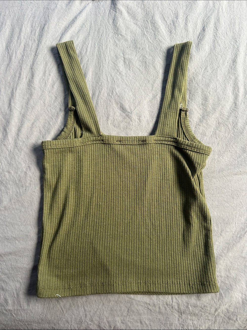 See You Monday Olive Green Ribbed Tank Top - Picture 3 of 4